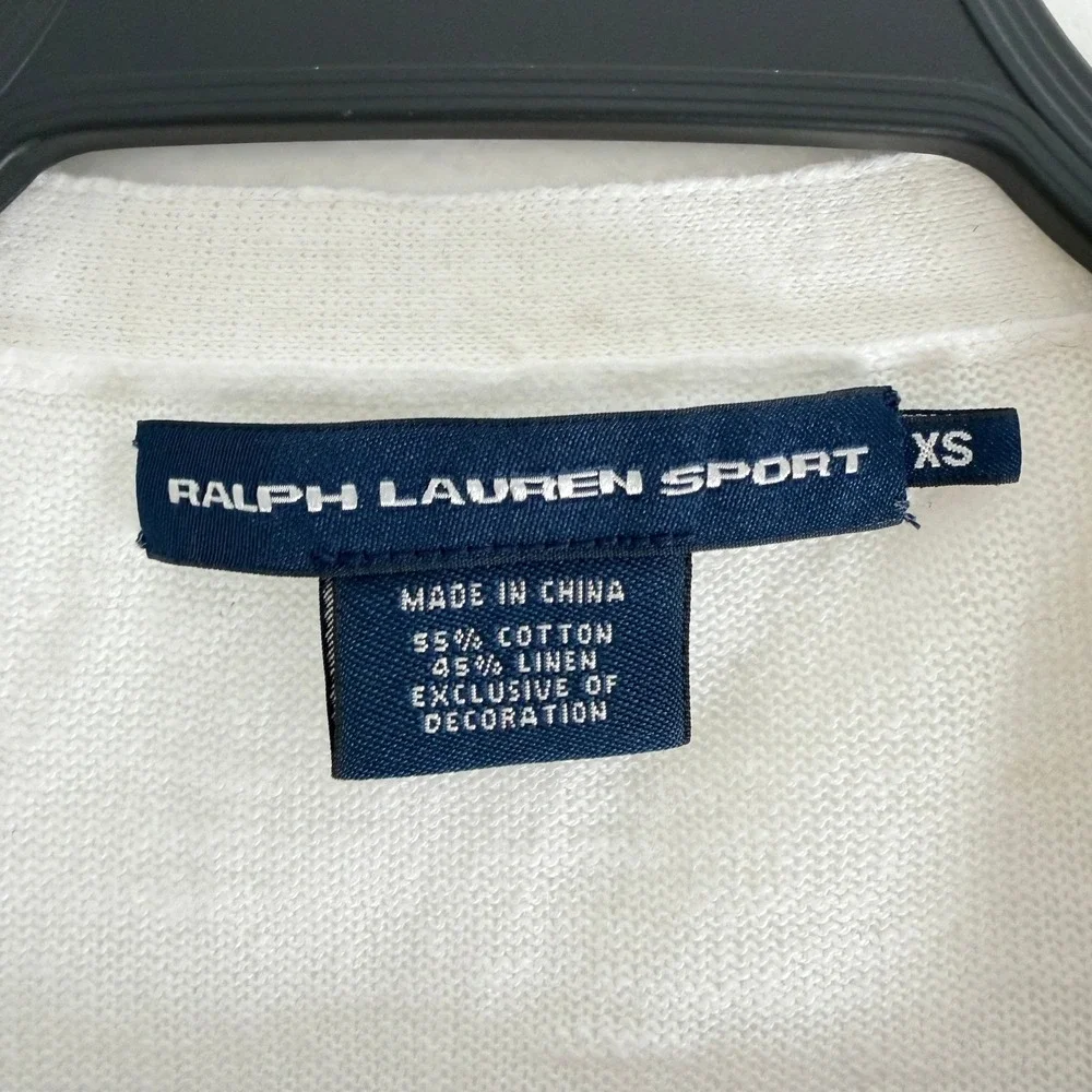 Ralph Lauren Sport White Cotton Linen Knit Cardigan Sweater XS